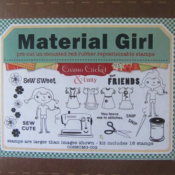 Unity Cosmo Cricket Other - Unity Cosmo Cricket "Material Girl" Red Rubber 16 Stamp Set Sewing Theme